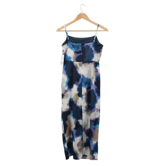 NWT TAYLOR Watercolor Abstract Satin Sleeveless Ruched Midi Dress 6 - Picture 5 of 5